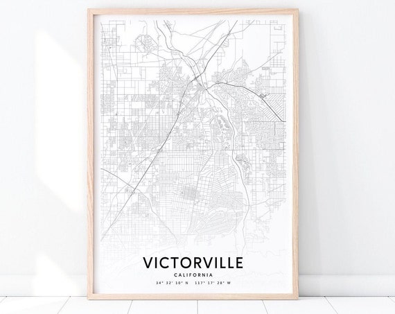 Victorville Map Print Usa Art Poster City Street Road Modern Wall Office Decor