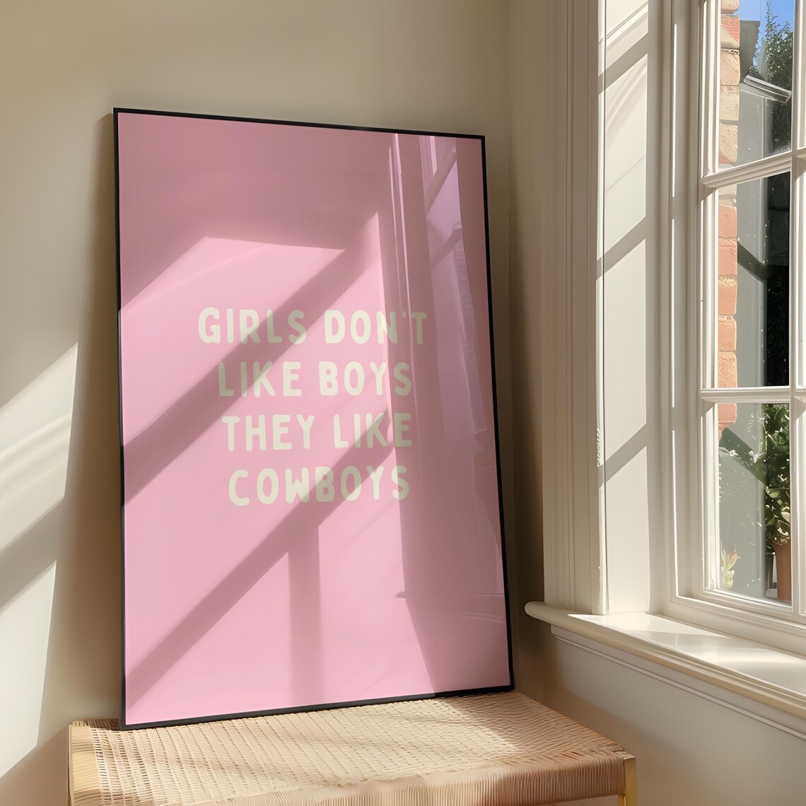 Girls Dont Like Boys They Like Cowboys Pink Sassy Quote Poster