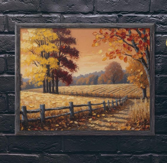 Fall Farmers Field Print Farmhouse Wall Decor Country Art Nature Print Thanksgiving Wall Decor