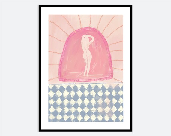 Arched Body Figure Wall Art Print Hand Drawn Contemporary Poster Modern Abstract Woman Soft Pastel Geometric Boho Ma153