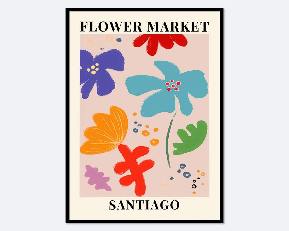 Flower Market Santiago, Botanical Art Print