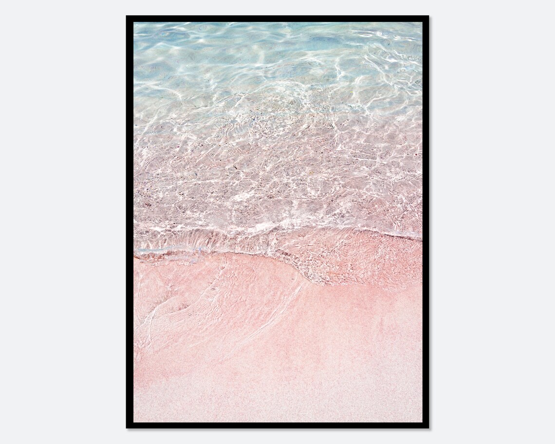 Pink Beach Ocean Waves Tropical Summer Art Print