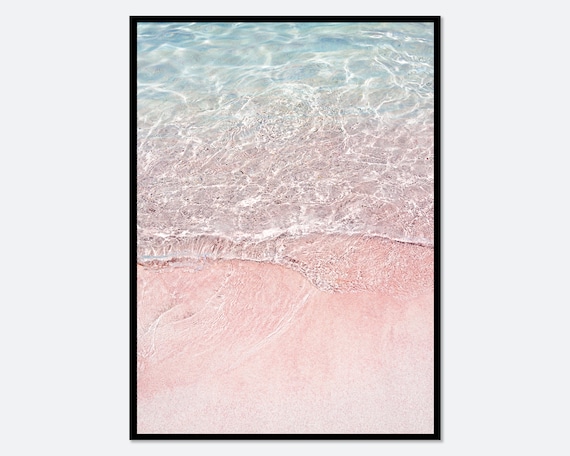 Pink Beach Ocean Waves Tropical Summer Art Print