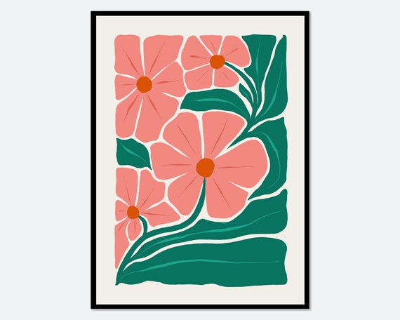 Flower Market Colorful Abstract Botanical Spring Flowers Art Print Floral Poster Matisse Style Floral Wall Art Boho Nursery Print Fm95
