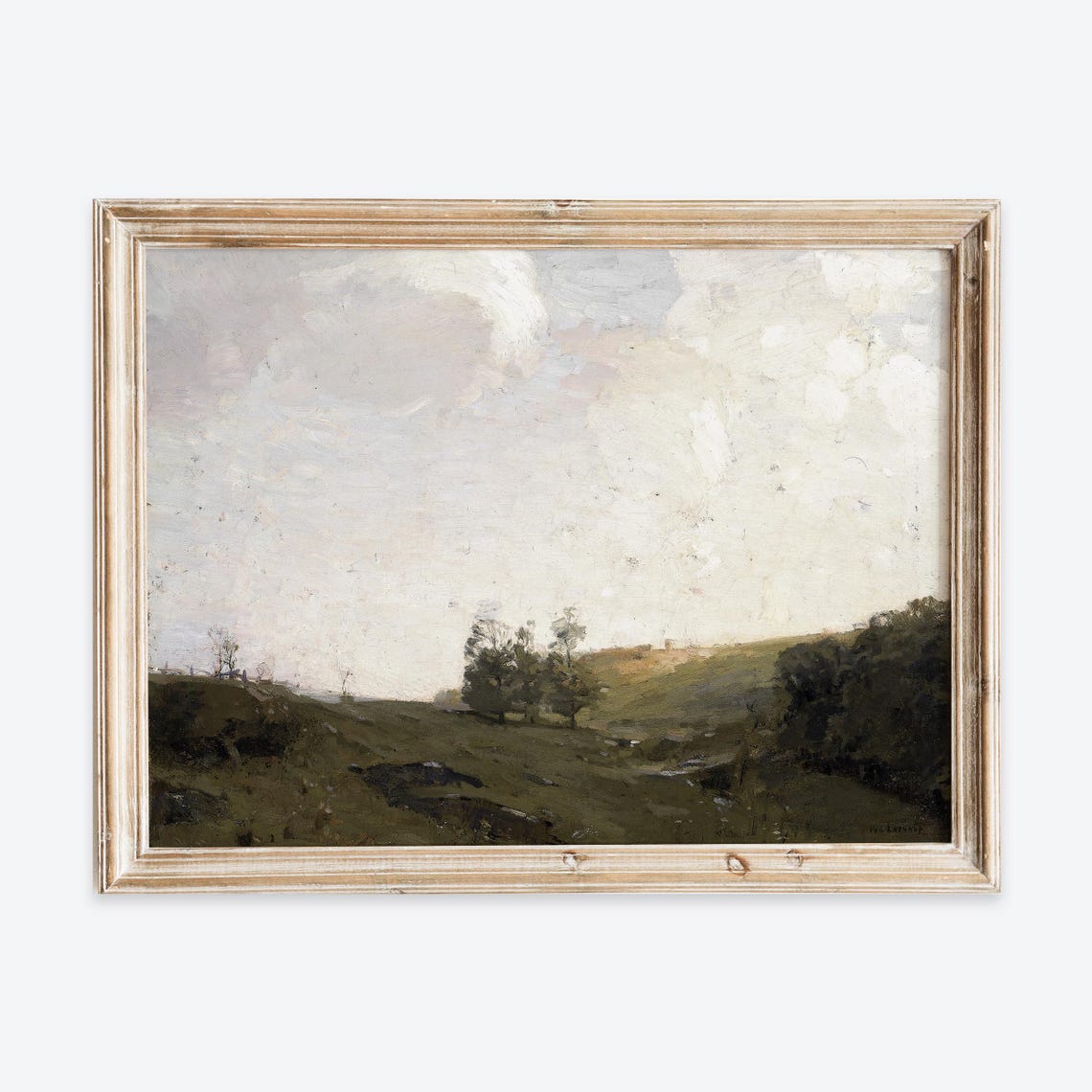 Rustic Vintage Countryside Field Trees Hills Muted Landscape Poster