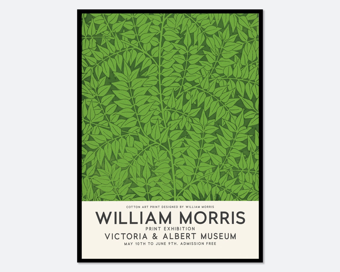 William Morris Green Leaf Pattern Victoria and Albert Poster