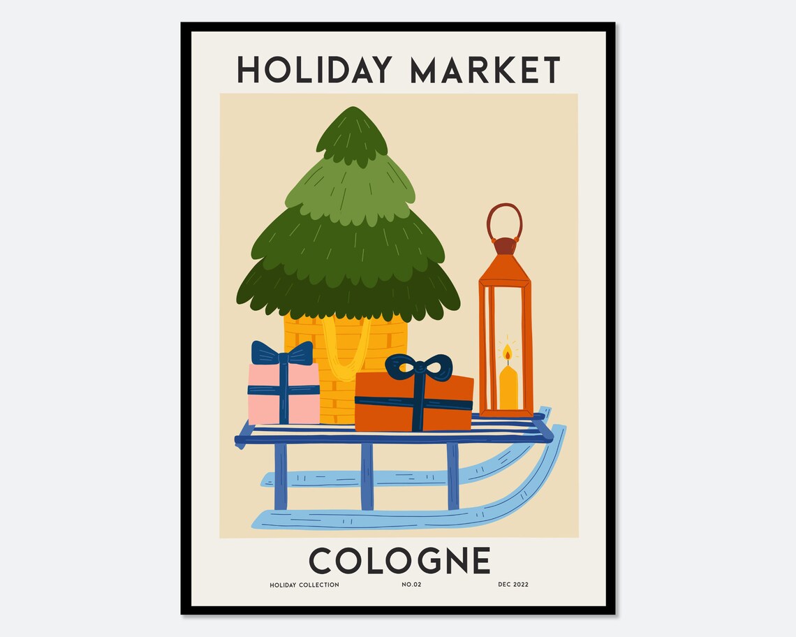 Holiday Market Cologne Christmas Tree Sled Gifts Holiday Poster