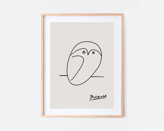 Pablo Picasso Owl Sketch Line Drawing Art Print