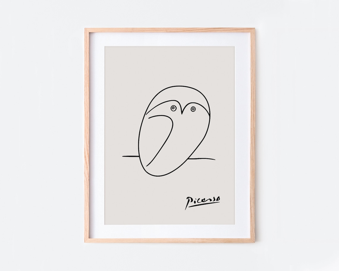 Pablo Picasso Owl Sketch Line Drawing Art Print