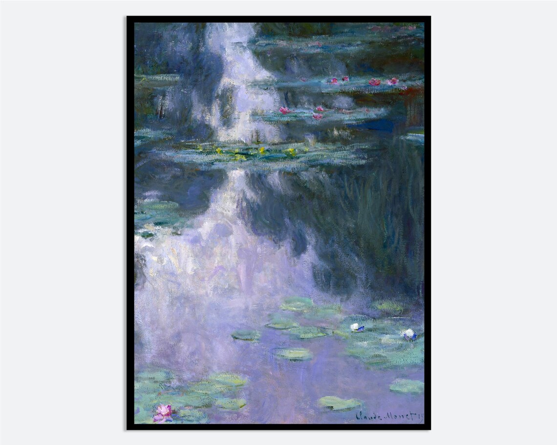 Claude Monet Water Lilies Impressionist Poster Purple Pond Reflections Art