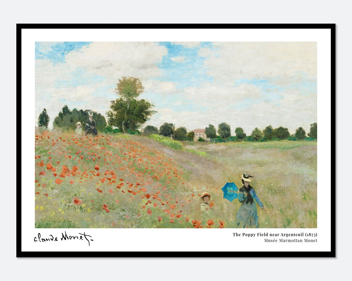 Monet The Poppy Field Near Argenteuil Vintage Poster