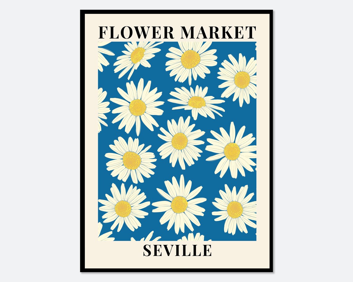 Flower Market Seville Daisies Botanical Art Print