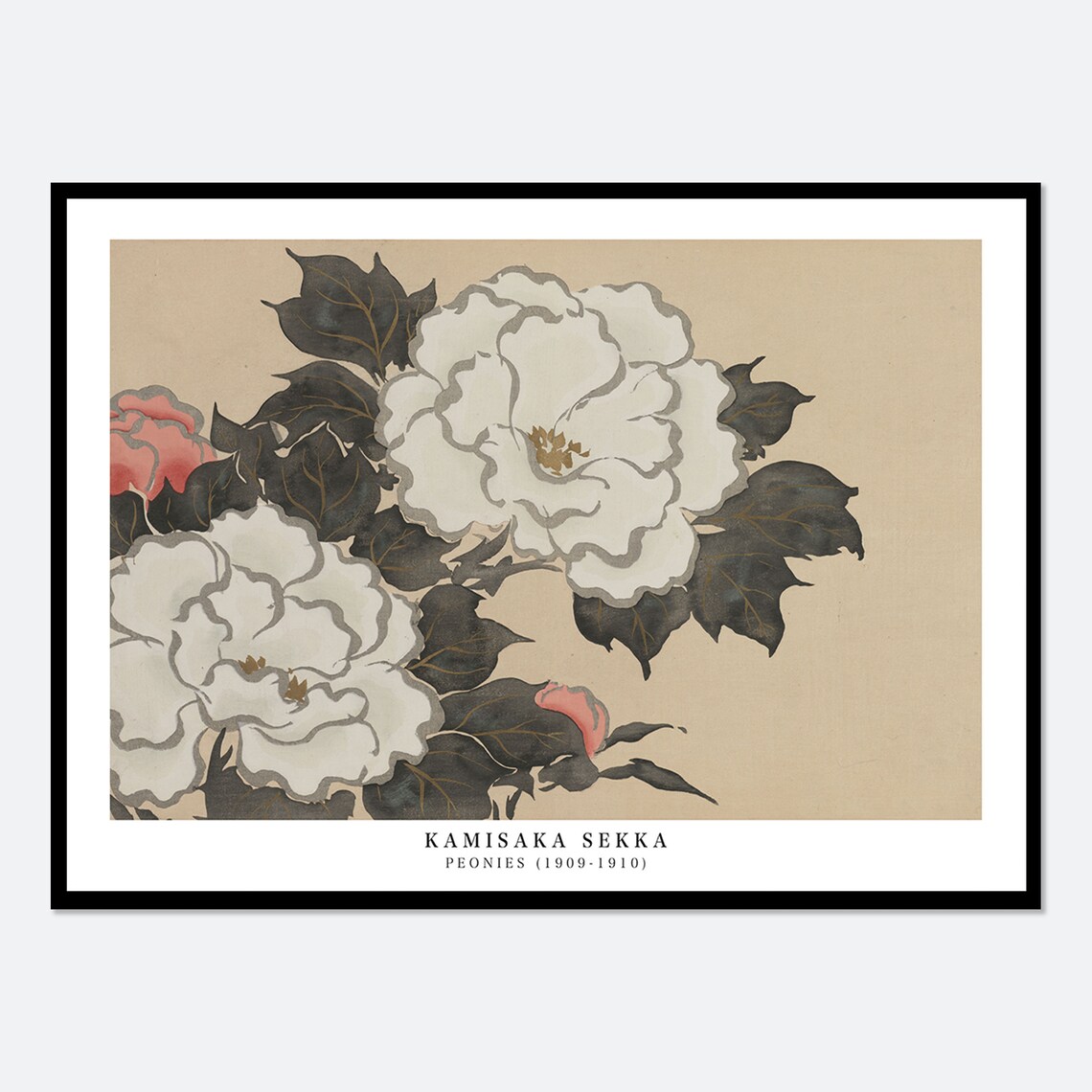 Kamisaka Peonies Vintage Japanese Woodblock Art Print