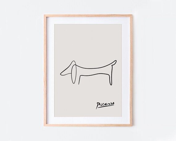 Picasso-Inspired Dachshund Line Art Poster