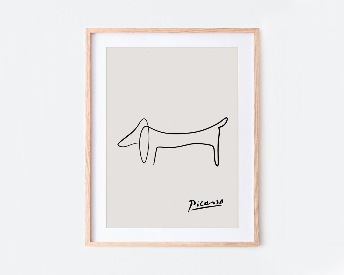 Picasso-Inspired Dachshund Line Art Poster