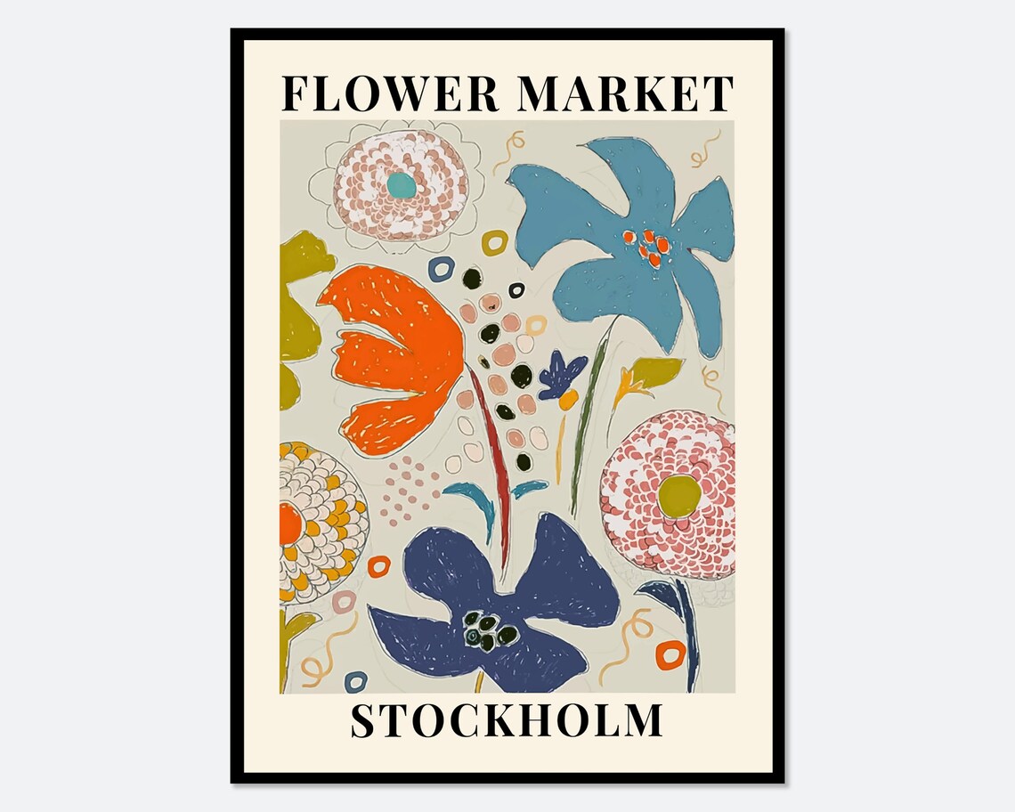 Flower Market Stockholm Botanical Art Print