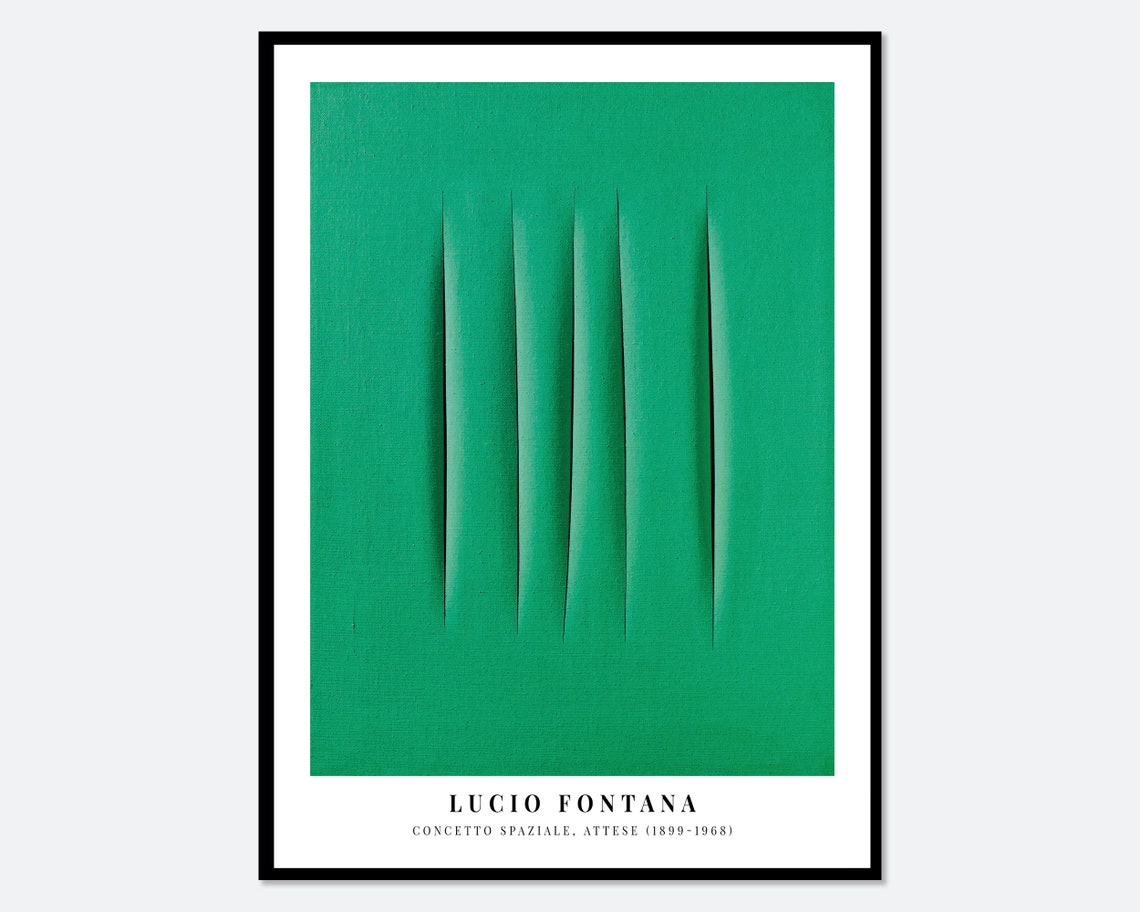 Lucio Fontana Green Slashed Canvas Five Cuts Abstract Art Poster