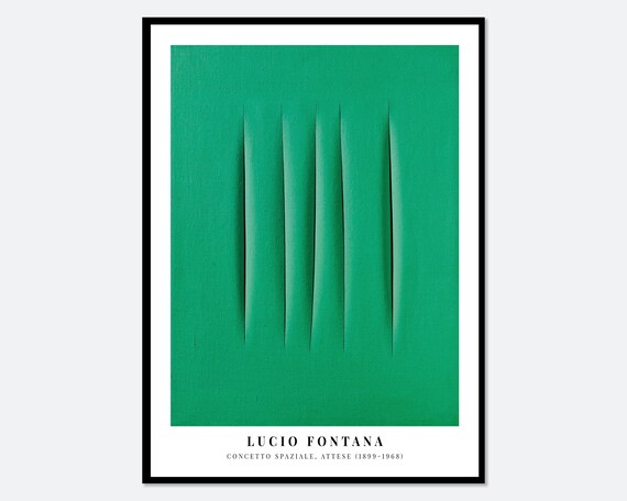 Lucio Fontana Green Slashed Canvas Five Cuts Abstract Art Poster