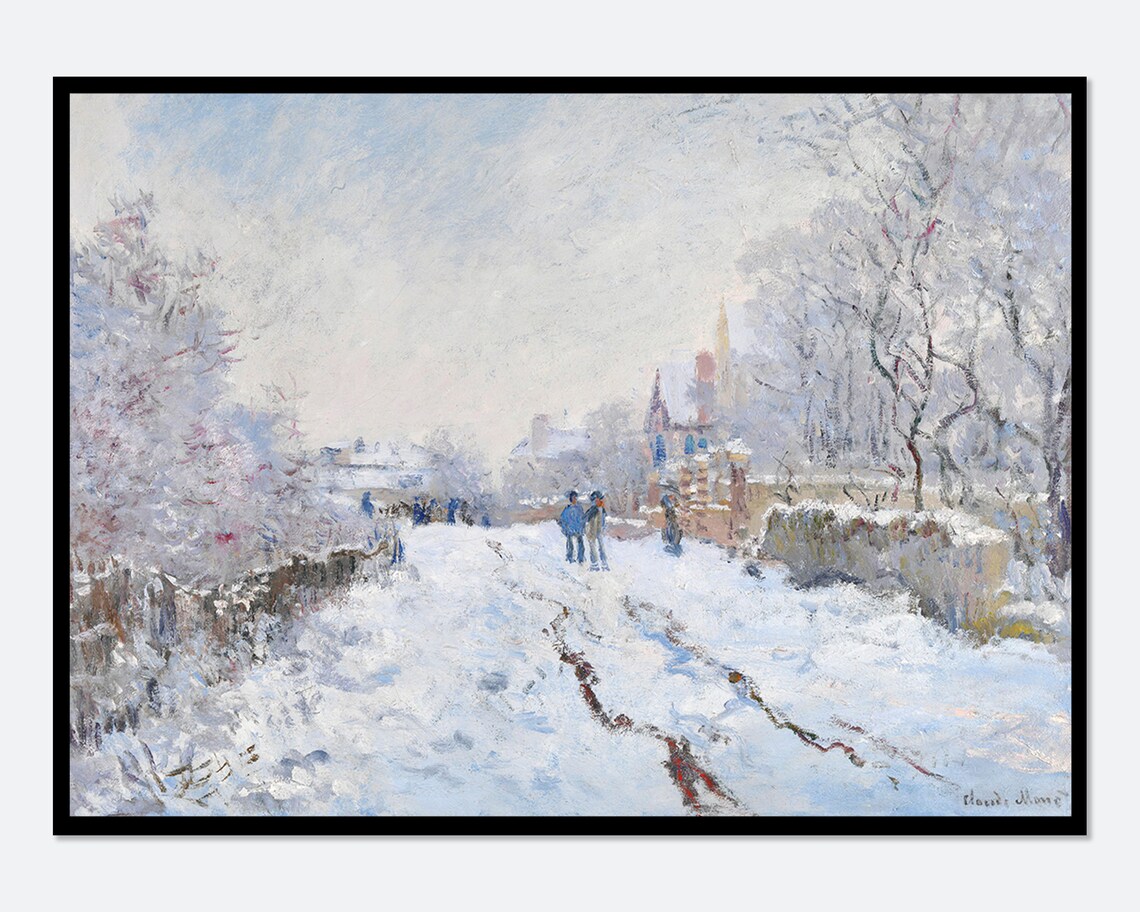 Monet Snow At Argenteuil Vintage Art Print