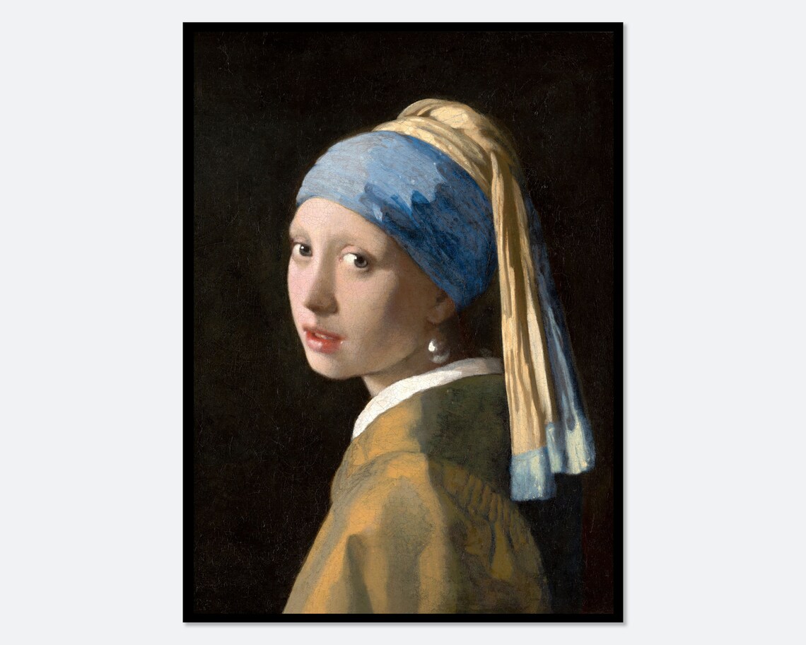 Vermeer Girl With a Pearl Earring Art Print, Vintage