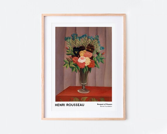 Henri Rousseau Bouquet Of Flowers Vintage Museum Exhibition Poster Art Print Post Impressionist Still Life Painting Hr09