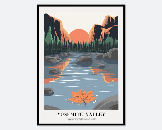 Yosemite Valley Colorful Boho Travel Poster