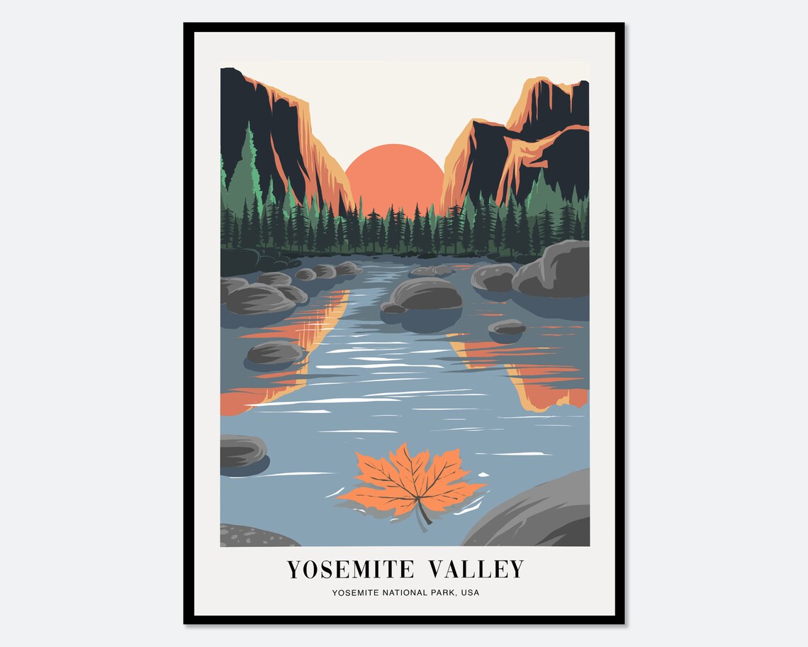 Yosemite Valley Colorful Boho Travel Poster