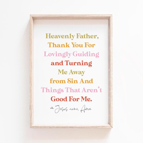 Heavenly Father Thank You Prayer Multicolor Kids Scripture Poster