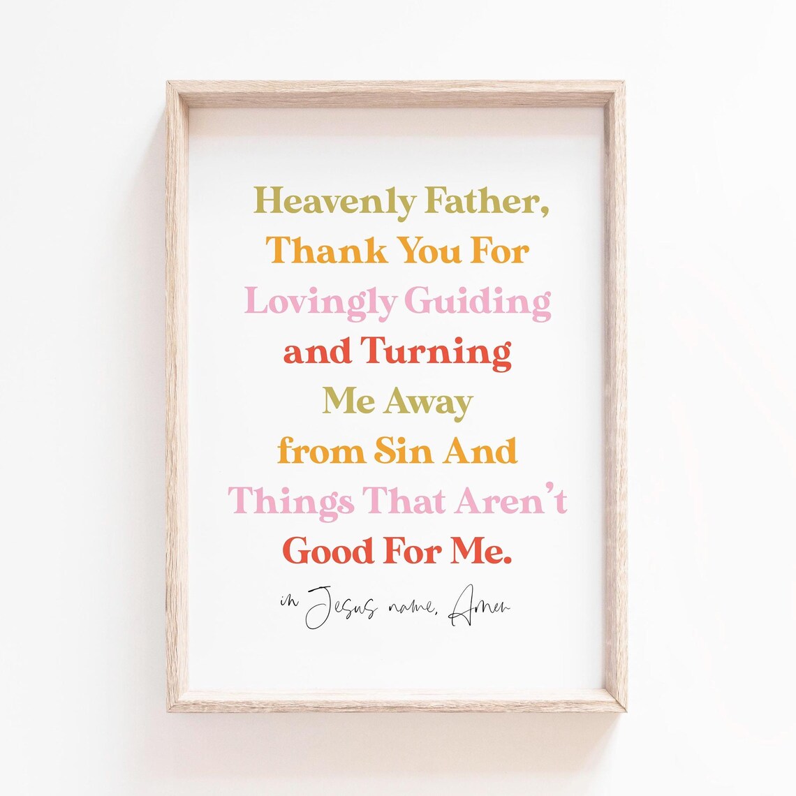 Heavenly Father Thank You Prayer Multicolor Kids Scripture Poster