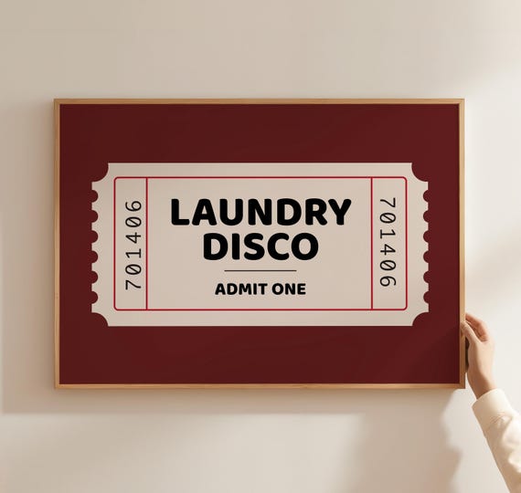Laundry Disco Ticket Print Funny Room Art Wall Decor Retro Utility