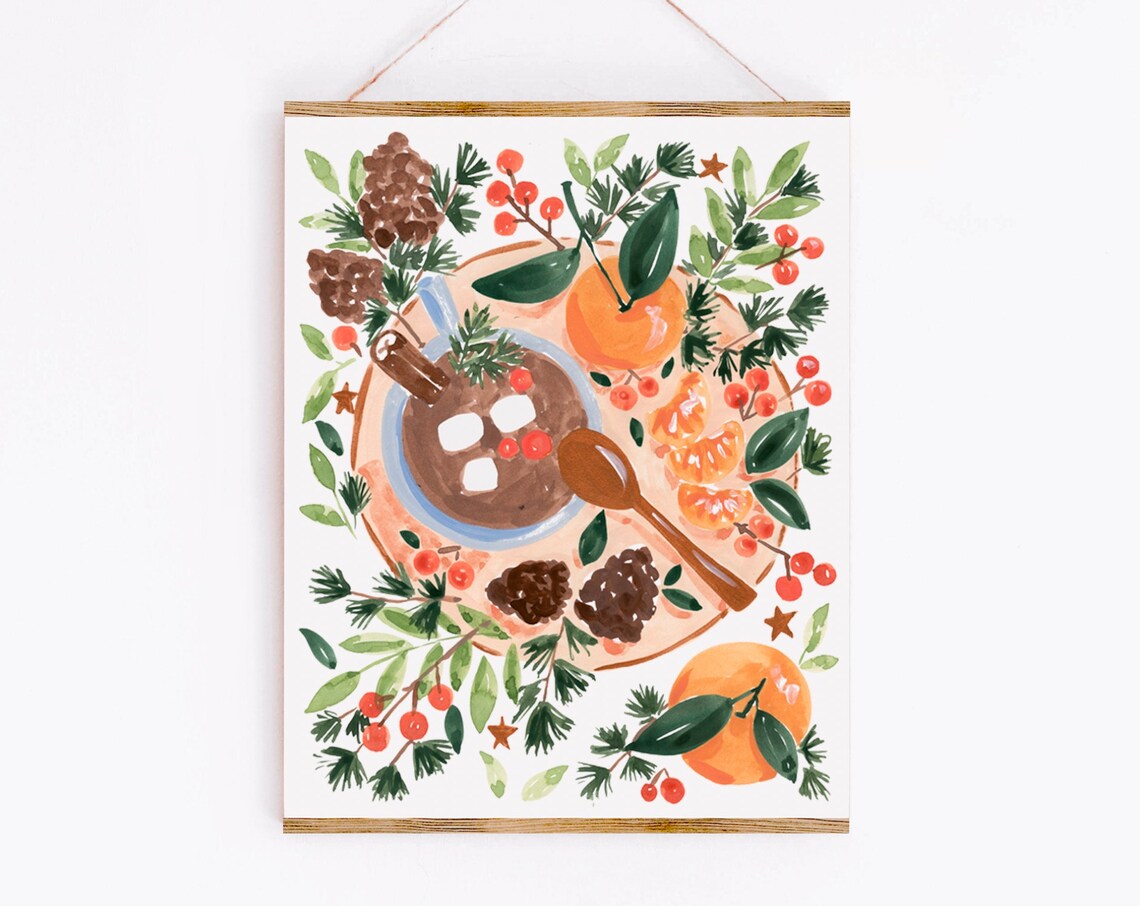 Clementines And Hot Chocolate Christmas Art Print