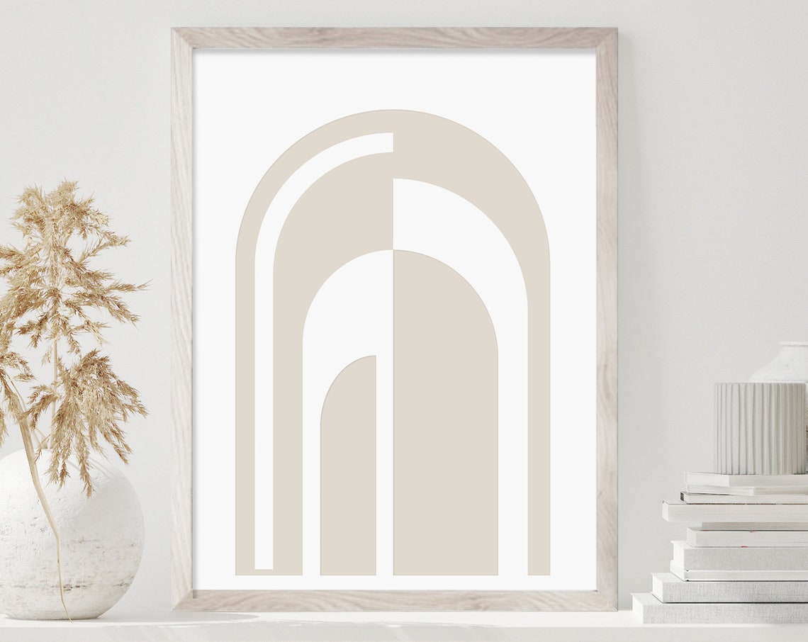 Nested Beige Arch Shapes White Minimalist Modern Architecture Poster - Image 3