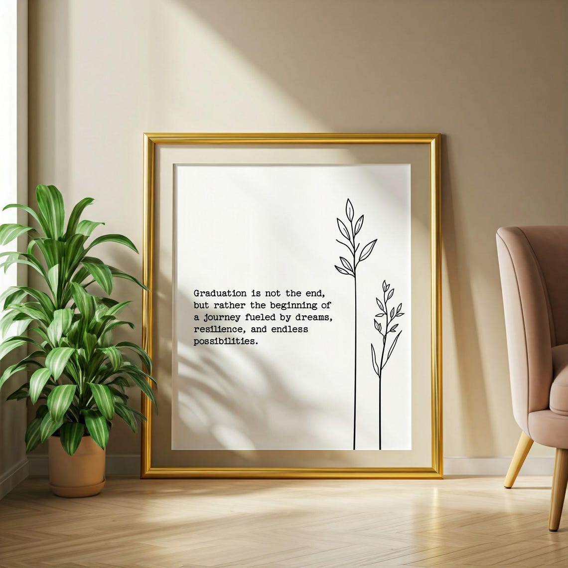 Graduation New Beginning Journey Quote Botanical Minimalist Poster - Image 2