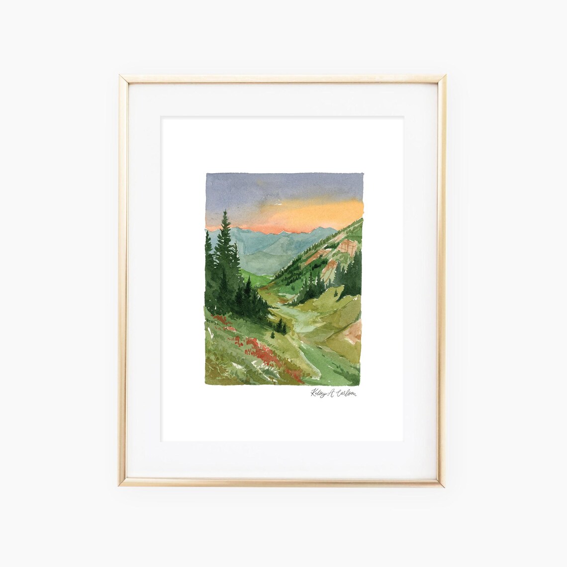Mt Timpanogos Sunrise Watercolor Landscape Art Print