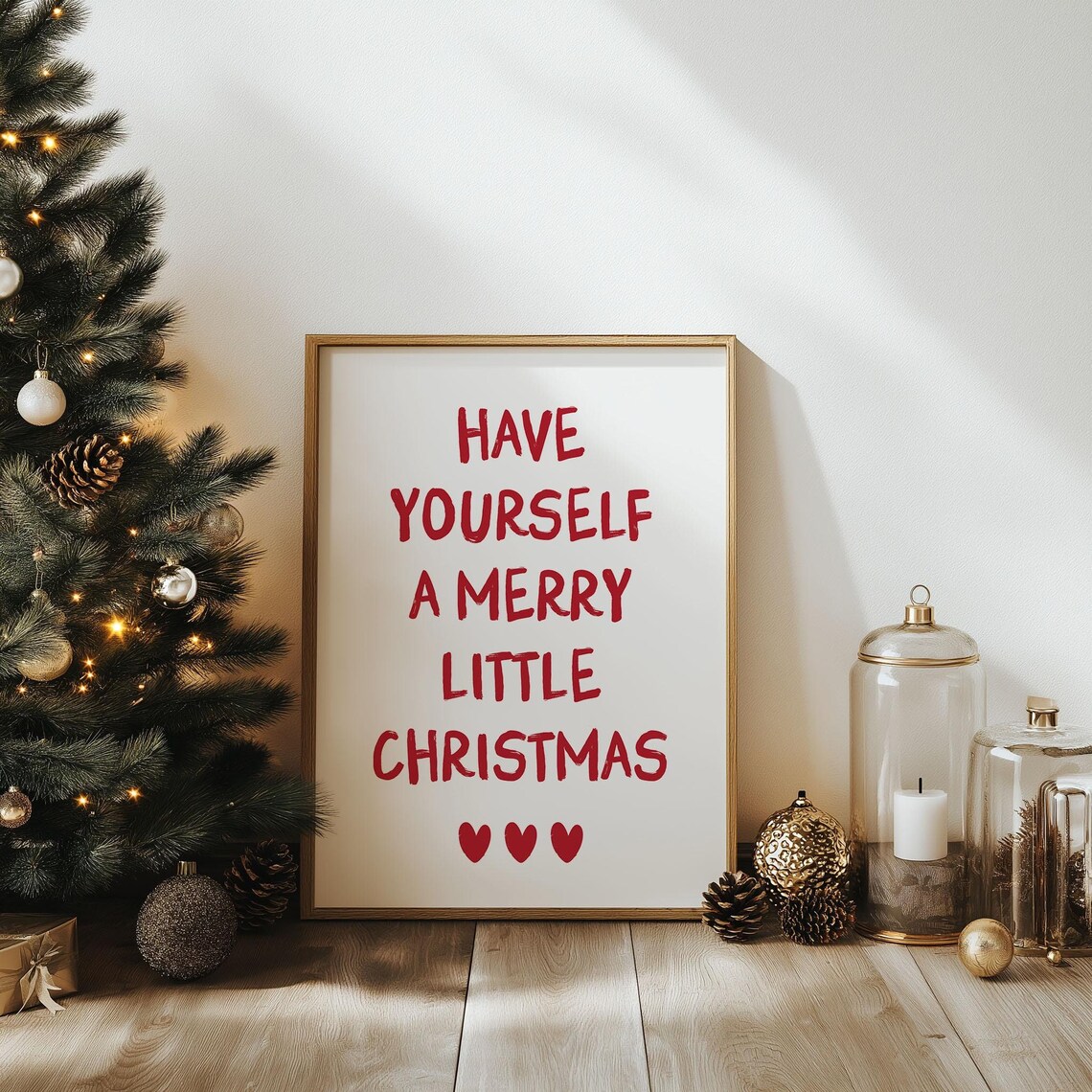Have Yourself A Merry Little Christmas Red Heart Holiday Poster