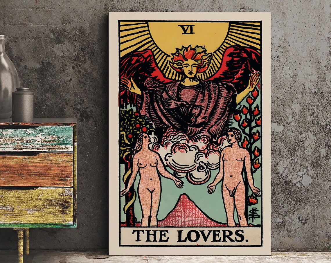 The Lovers Tarot Card Art Print, Tarot Poster