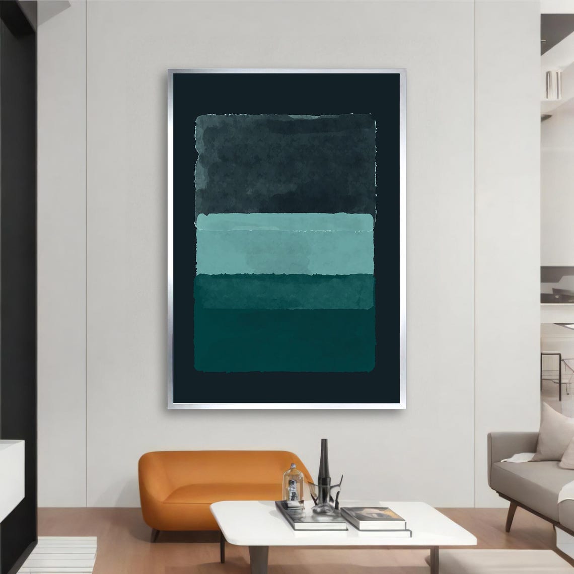 Rothko Style Teal Watercolor Color Field Abstract Minimalist Poster - Image 4
