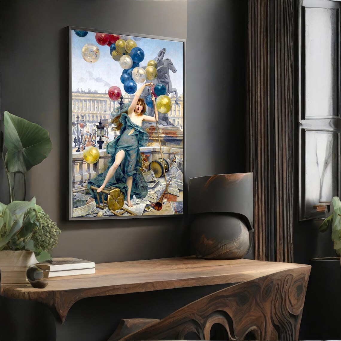Woman With Advertising Balloons 19th Century French Painting Wall Art - Image 4