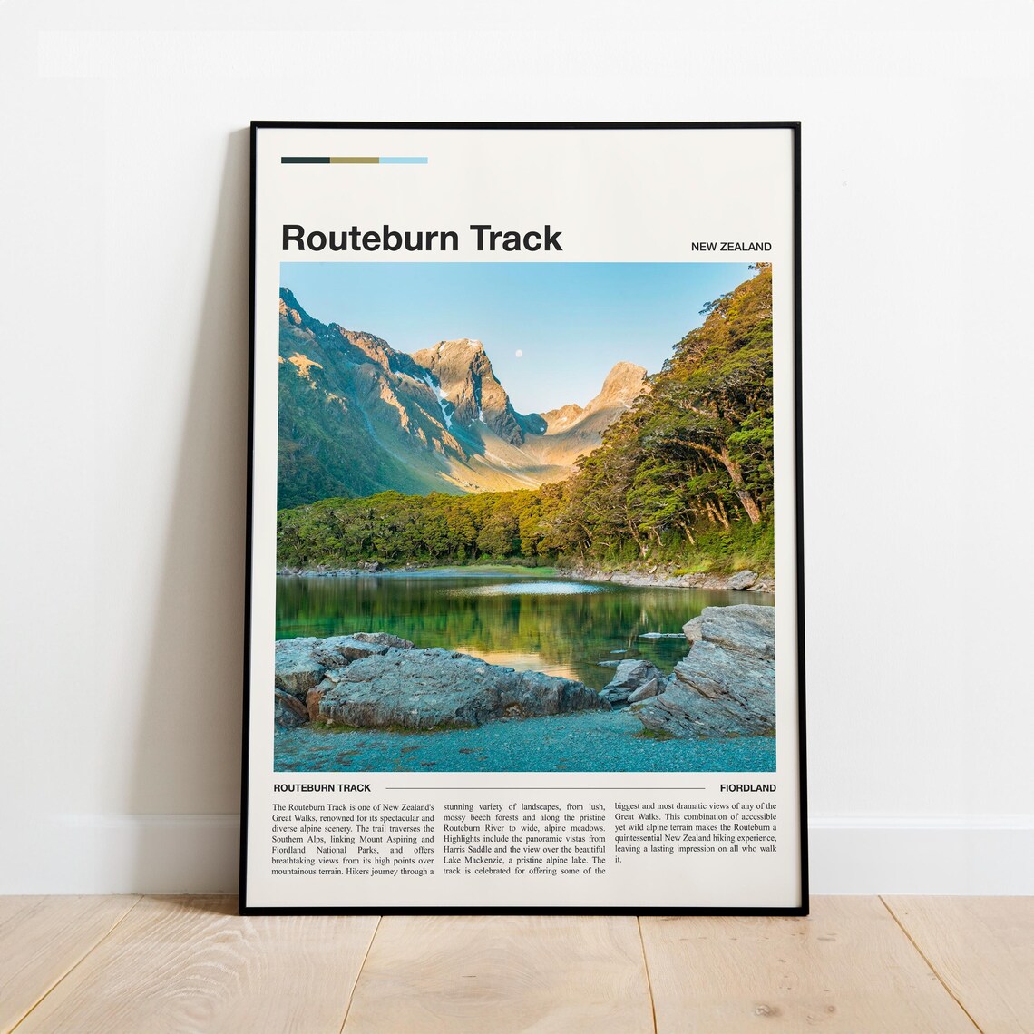 Routeburn Track New Zealand Fiordland Great Walk Travel Poster