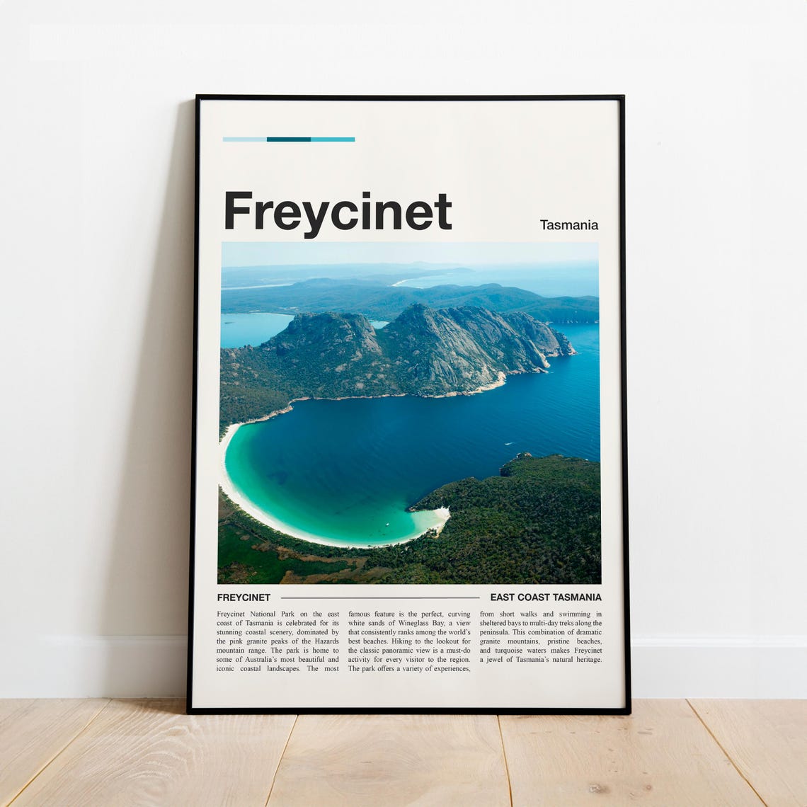 Freycinet Tasmania Wineglass Bay Coast Minimalist Travel Poster
