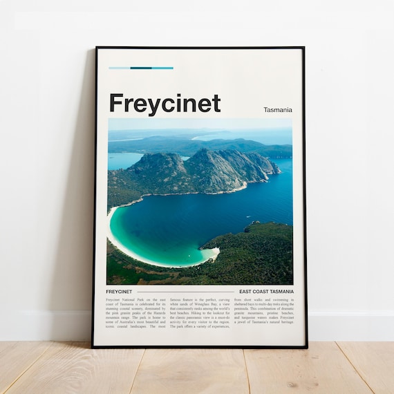 Freycinet Tasmania Wineglass Bay Coast Minimalist Travel Poster