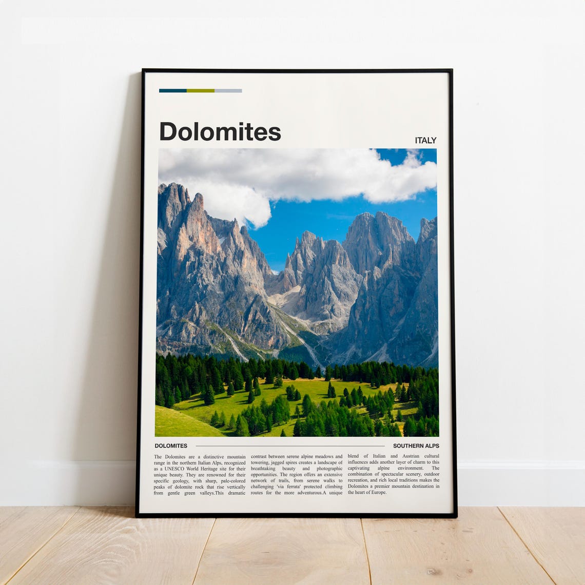 Dolomites Italy Southern Alps Jagged Peaks Mountain Travel Poster