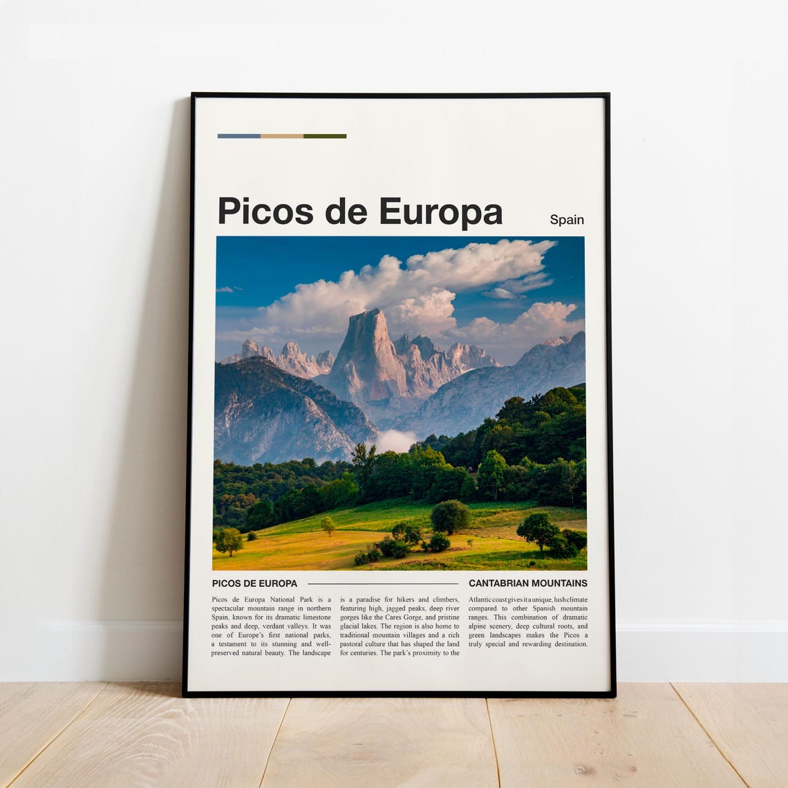 Picos de Europa Spain Cantabrian Peaks Minimalist Travel Poster