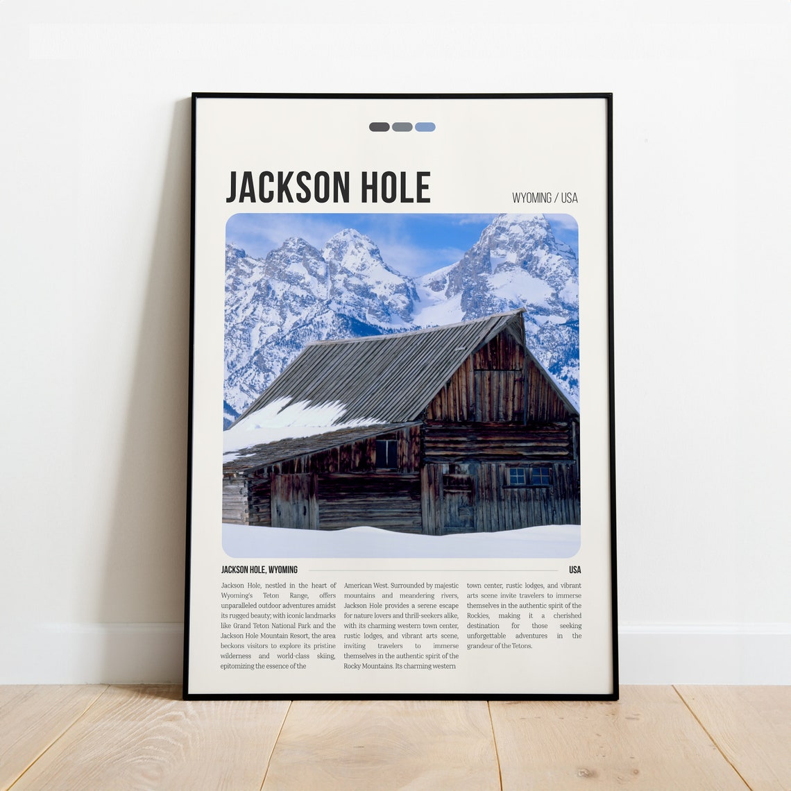 Jackson Hole Wyoming Moulton Barn Grand Teton Snow Photo Poster