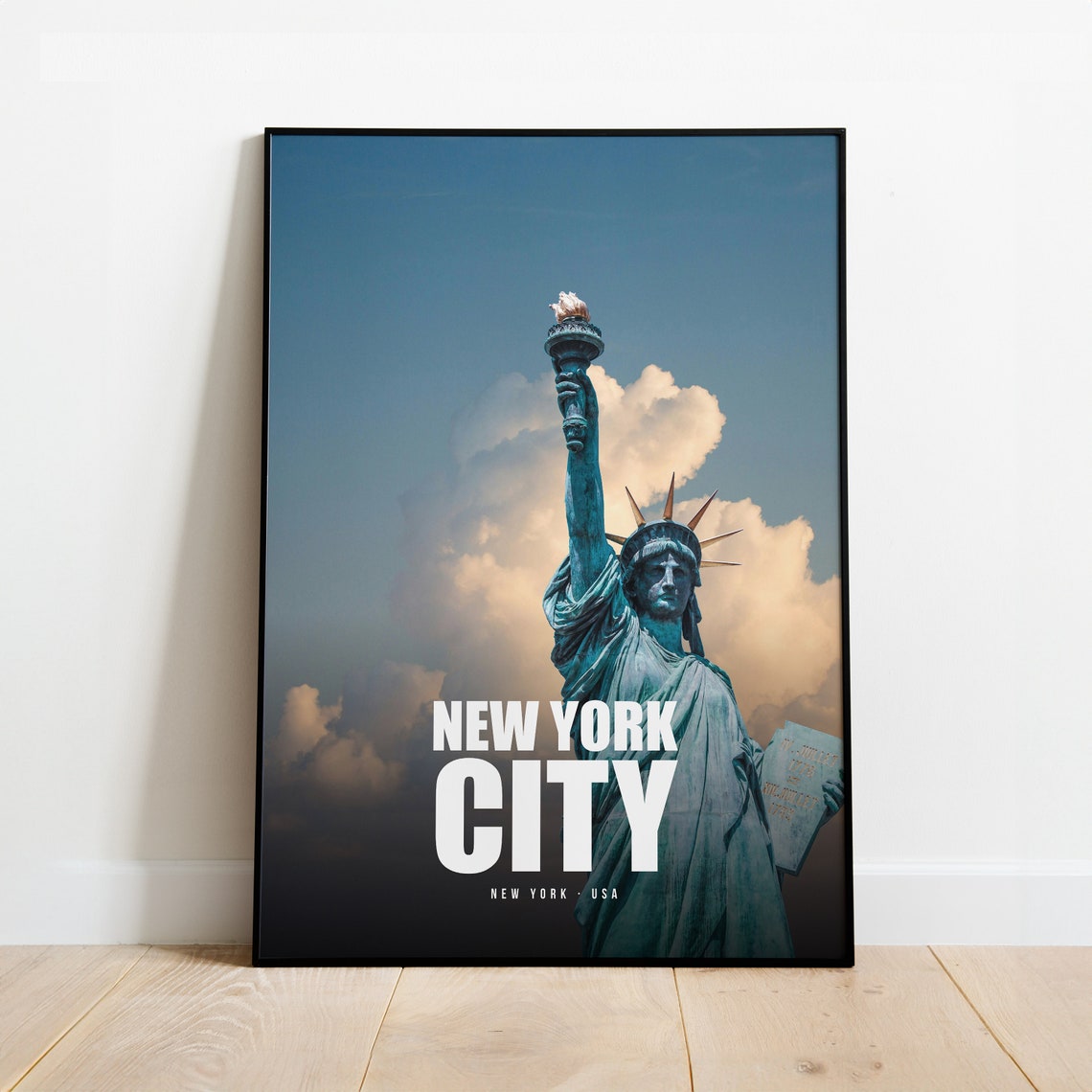 New York City Statue Of Liberty Golden Hour Travel Photo Poster