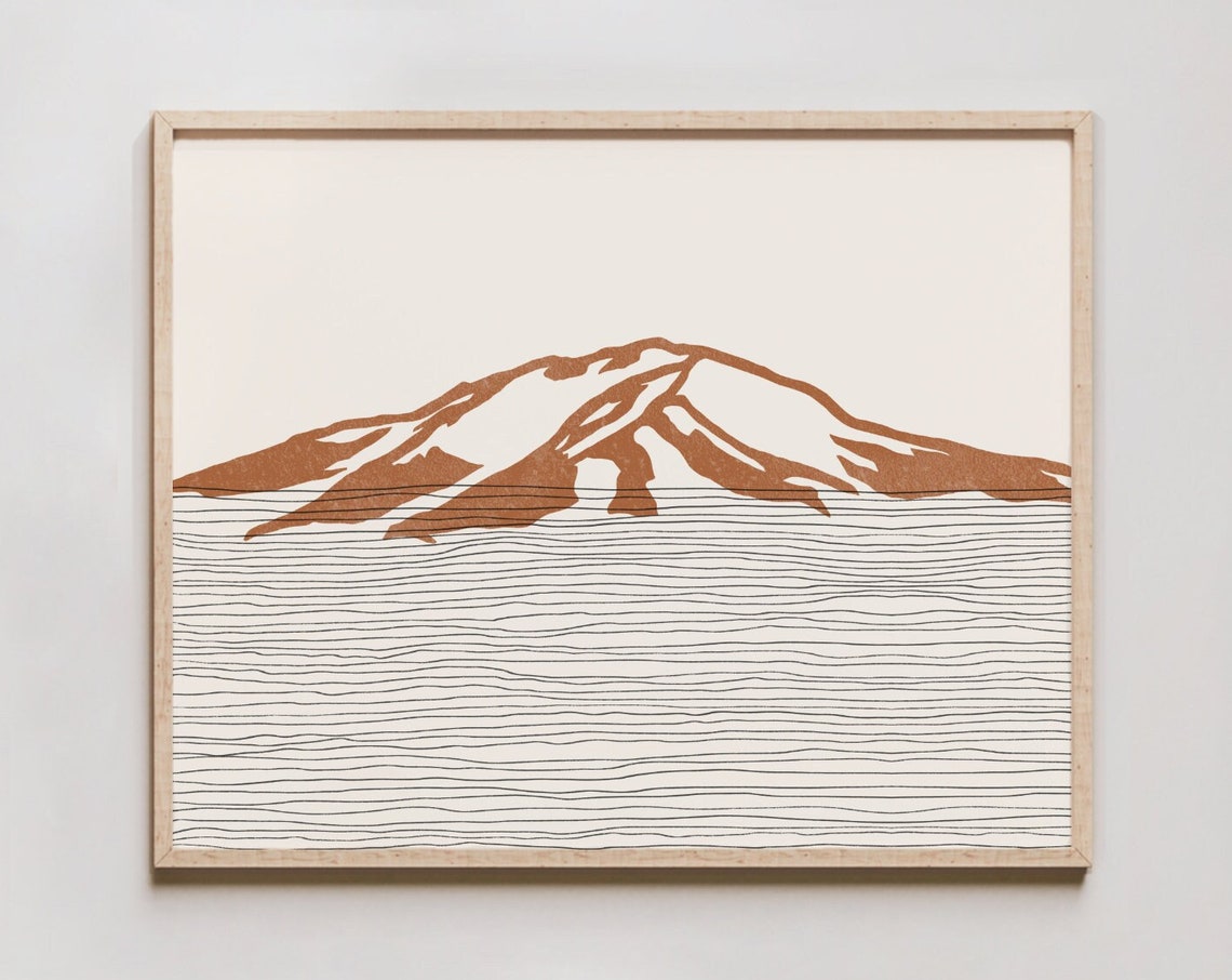 Boho Terracotta Wide Rolling Mountain Modern Minimalist Art Poster