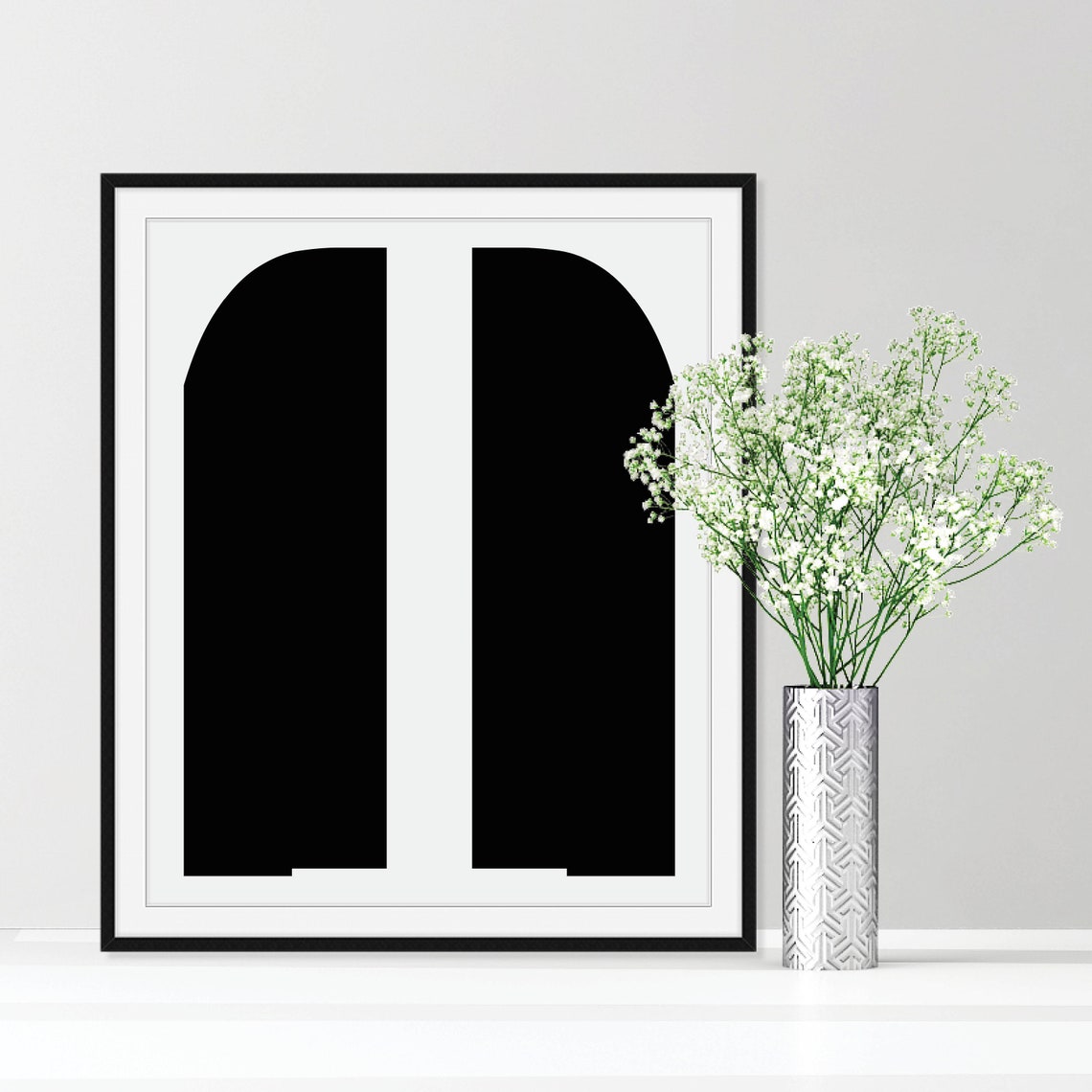 Bold White Initial Letter On Black Monochrome Typography Art Poster - Image 5