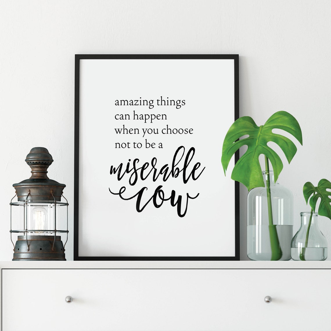 Miserable Cow Funny Quote Poster Amazing Things Can Happen Art - Image 2