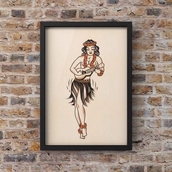 Sailor Jerry Pin Up Girl Aloha Tattoo Art Print