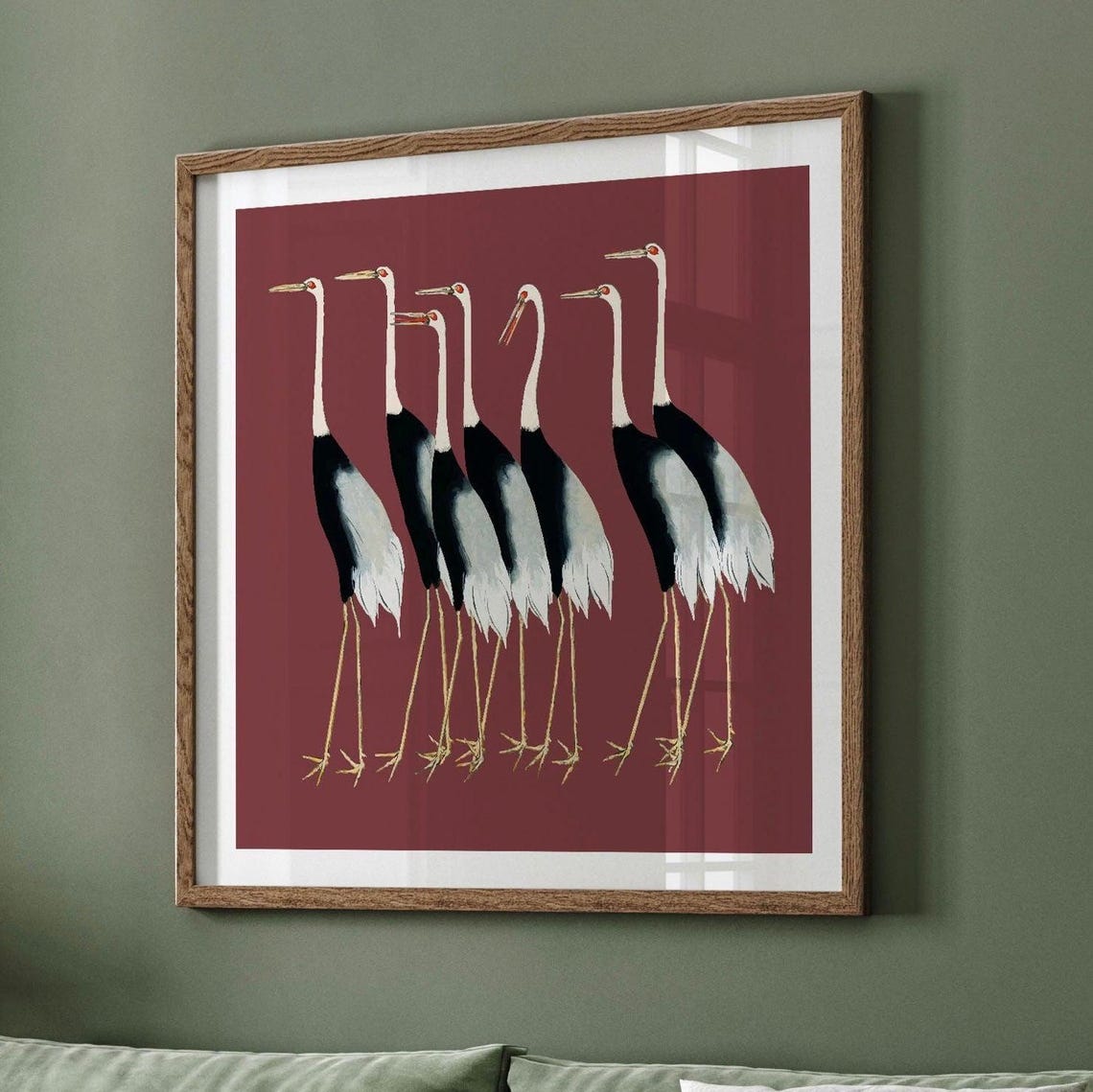 Ogata Korin Style Japanese Red Crowned Cranes Traditional Poster